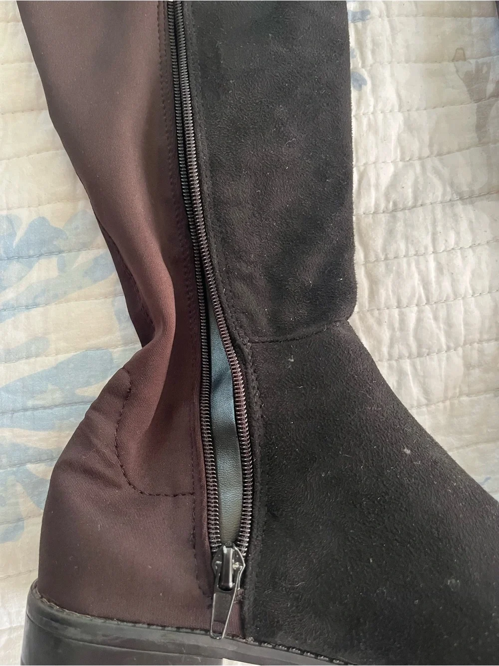 Women's Black Over-the-Knee Stretch Suede Boots